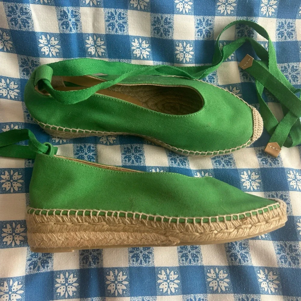 Castaner Green Canvas Espadrille Wedges